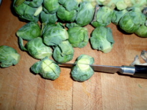 Cutting Brussels sprouts