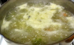 Pea Soup boiling and foaming - www.inhabitedkitchen.com