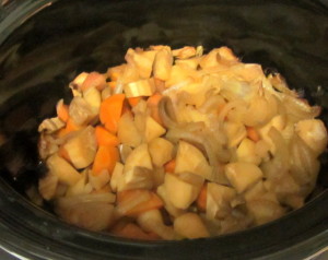 Cooked vegetables in Slow Cooker - www.inhabitedkitchen.com