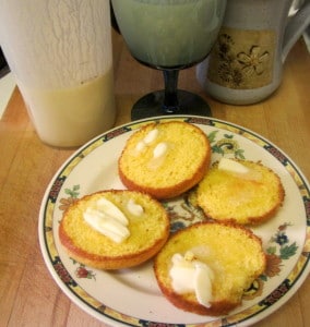 Protein shake with kefir, and corn muffins - www.inhabitedkitchen.com