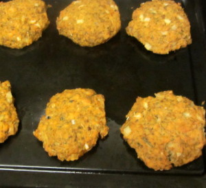 Salmon cakes fresh out of the oven - www.inhabitedkitchen.com