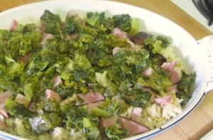 Layered rice, ham, and kale - www.inhabitedkitchen.com