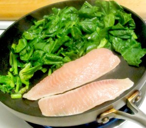 Fresh spinach and a filet of fish, ready in about 10 minutes - www.inhabitedkitchen.com