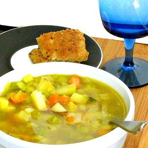 Take an assortment of aromatic vegetables, add potatoes and broth, and make a hearty vegetable soup! 