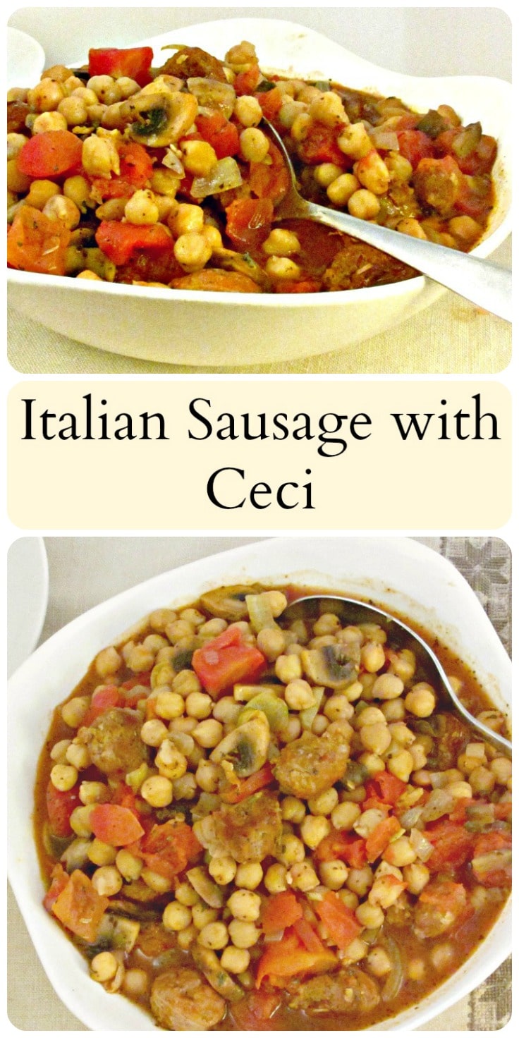 Mix Italian sausage and ceci - chickpeas - for a flavorful stew. 