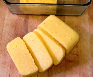 Polenta is easy to make at home. You can either eat it all at once, or cool, slice, and keep it to reheat later when you need a quick, easy meal. 