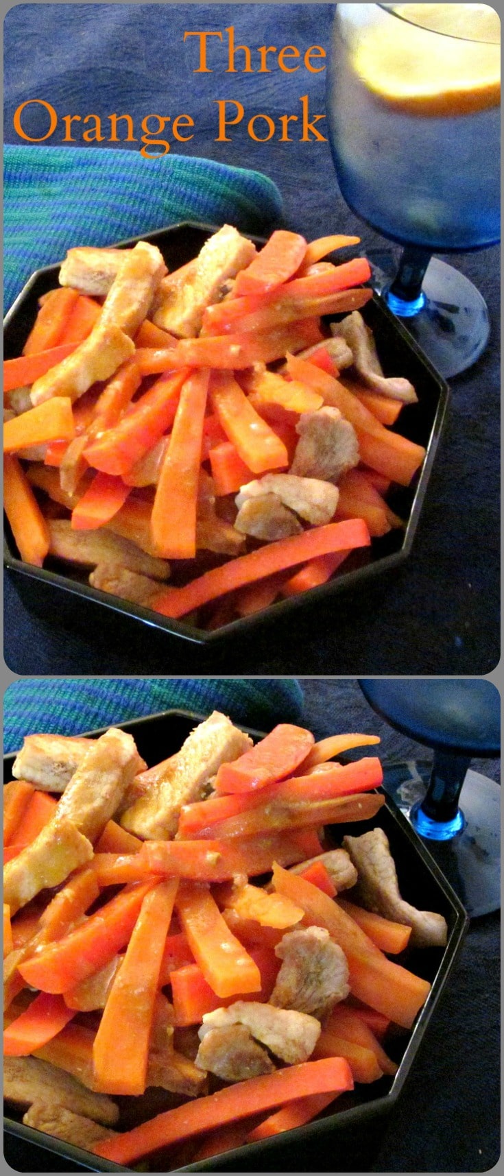 Three Orange Pork - two orange colored vegetables, and a little orange juice come together with tender pork loin in a fast and easy one pot dinner! 